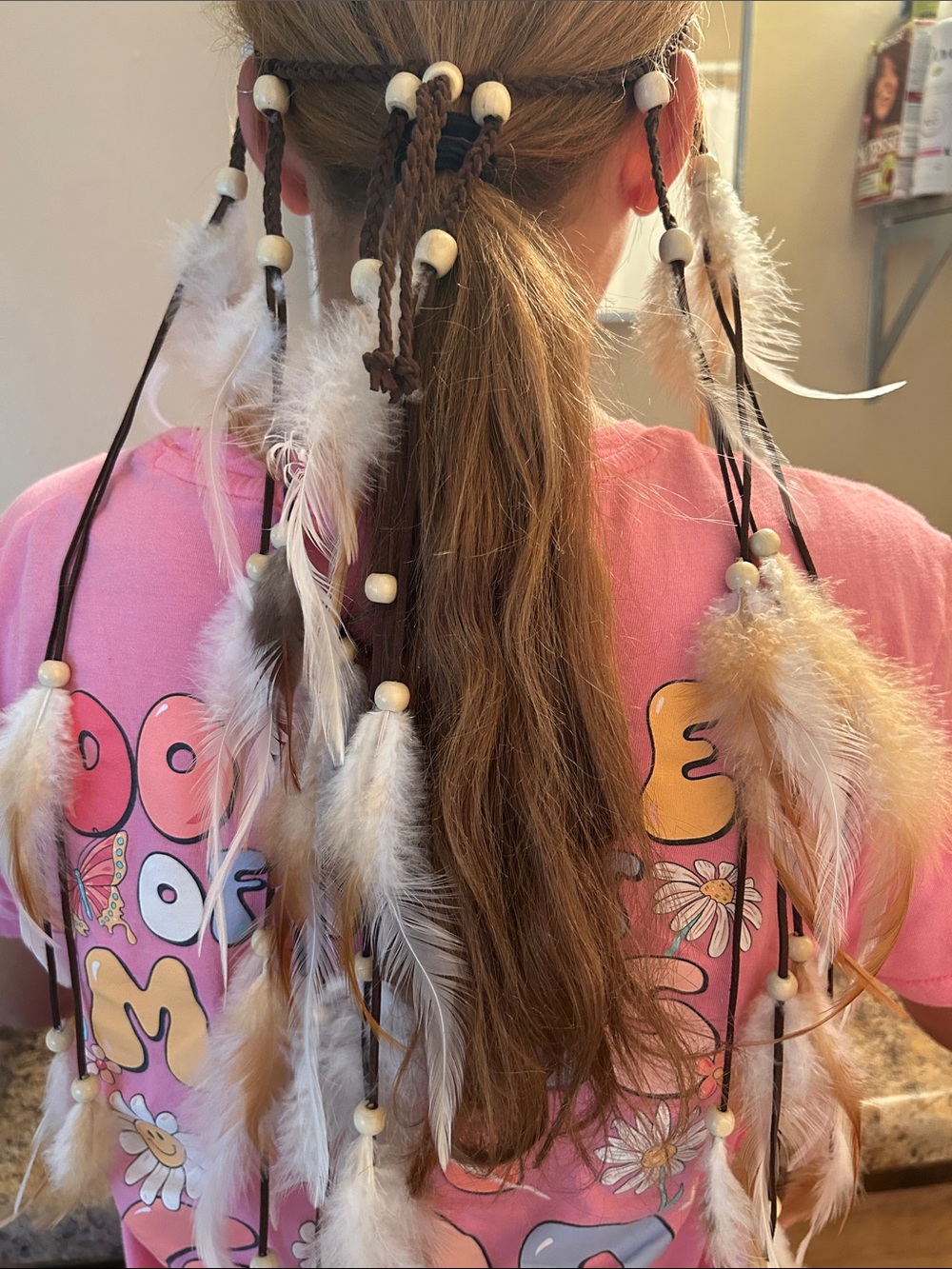 Boho Feather Hair Wraps for Kids - Brown & Cream